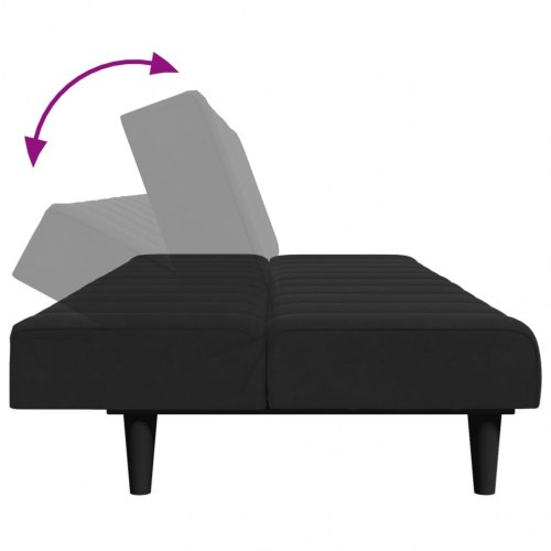 2-personers sovesofa med fodskammel velour sort