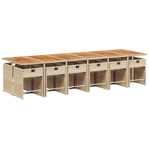 Spisebordssæt til haven 13 dele med hynder polyrattan beige