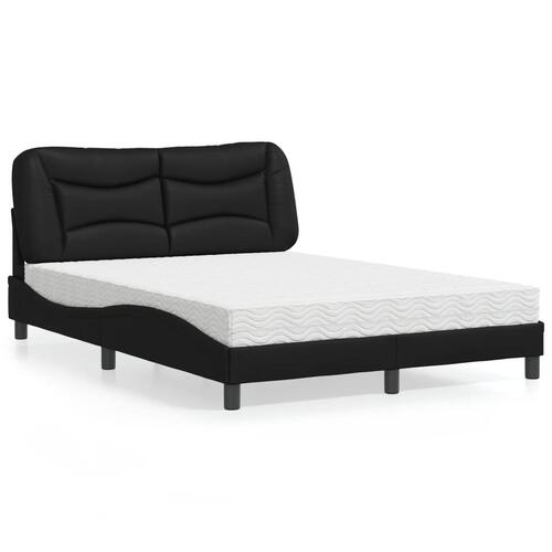 Seng med madras 140x190 cm kunstlæder sort