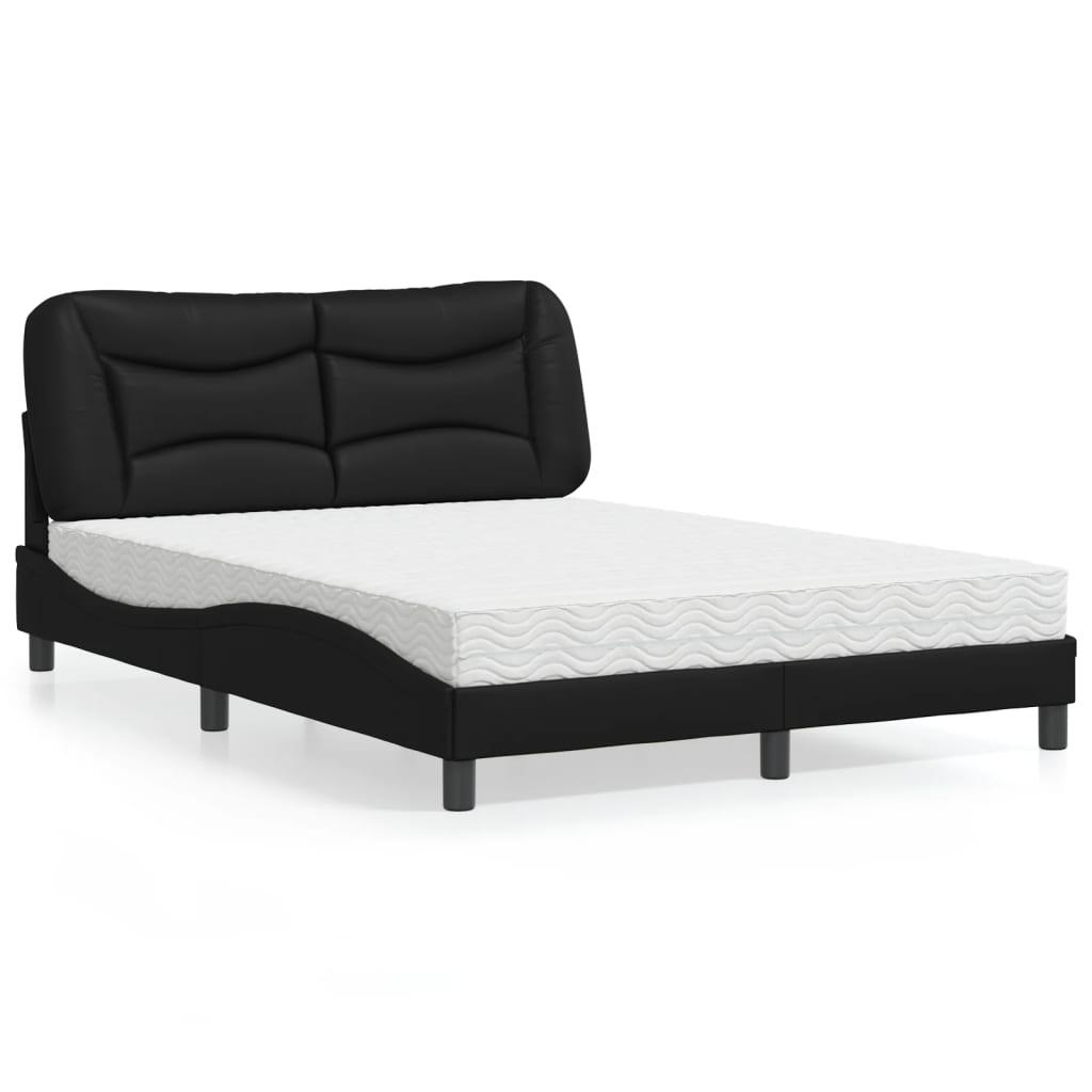 Seng med madras 140x190 cm kunstlæder sort