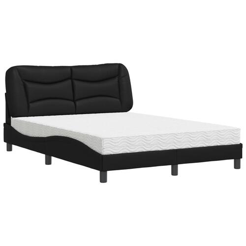 Seng med madras 140x190 cm kunstlæder sort