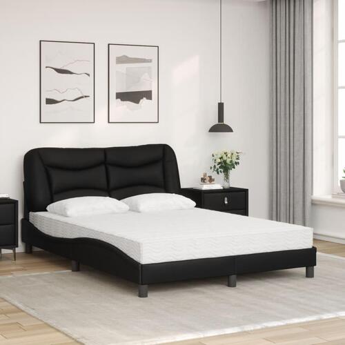 Seng med madras 140x190 cm kunstlæder sort