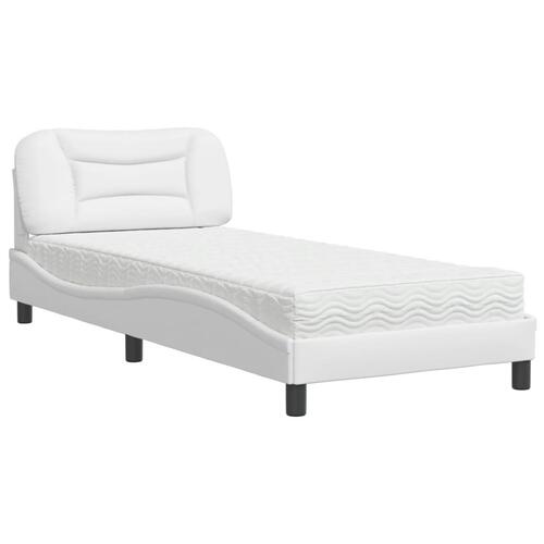 Seng med madras 90x190 cm kunstlæder hvid