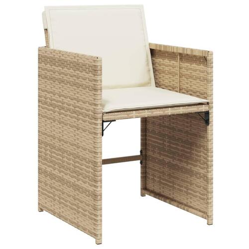 Spisebordssæt til haven 11 dele med hynder polyrattan beige