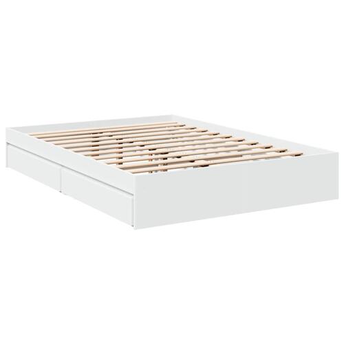 Sengeramme med skuffer 120x200 cm konstrueret træ hvid