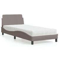 Seng med madras 90x190 cm stof gråbrun