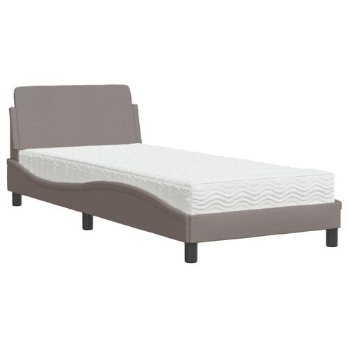 Seng med madras 90x190 cm stof gråbrun