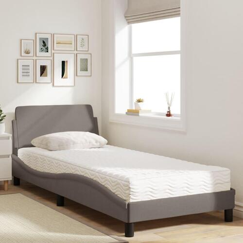 Seng med madras 90x190 cm stof gråbrun