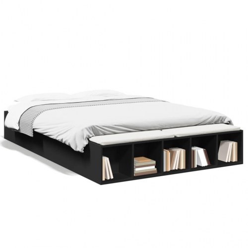Sengestel med opbevaring 150 x 200 cm - sort