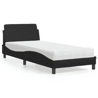 Seng med madras 90x190 cm kunstlæder sort
