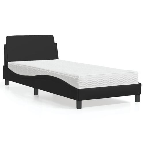 Seng med madras 90x190 cm kunstlæder sort