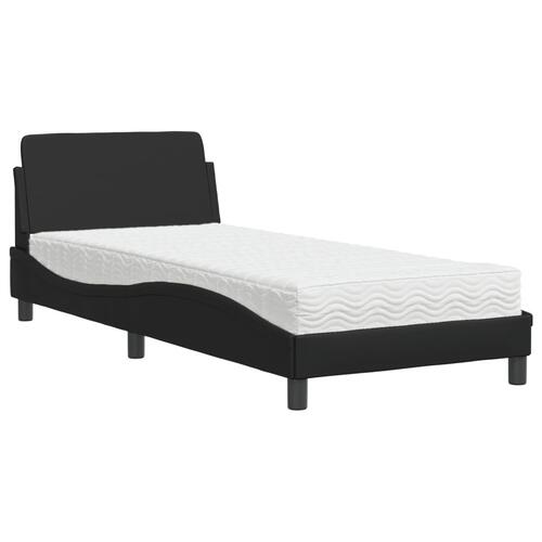 Seng med madras 90x190 cm kunstlæder sort