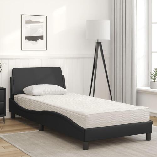 Seng med madras 90x190 cm kunstlæder sort