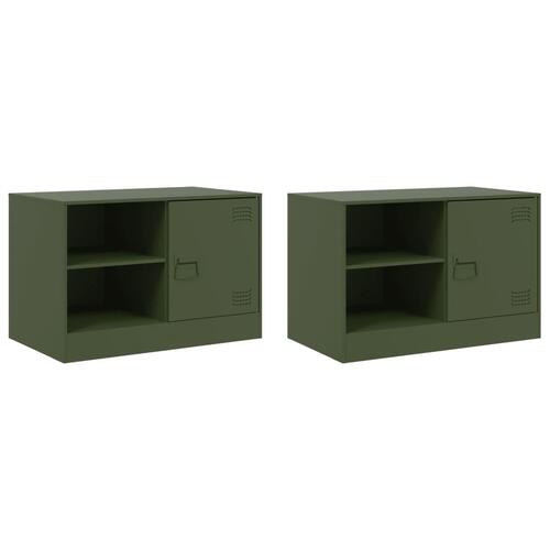 Tv-borde 2 stk. 67x39x44 cm stål olivengrøn