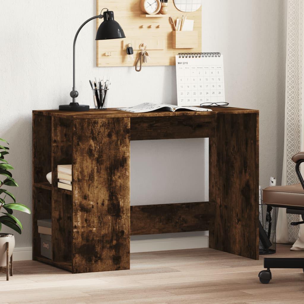 Skrivebord 102x50x75 cm konstrueret træ røget egetræsfarve