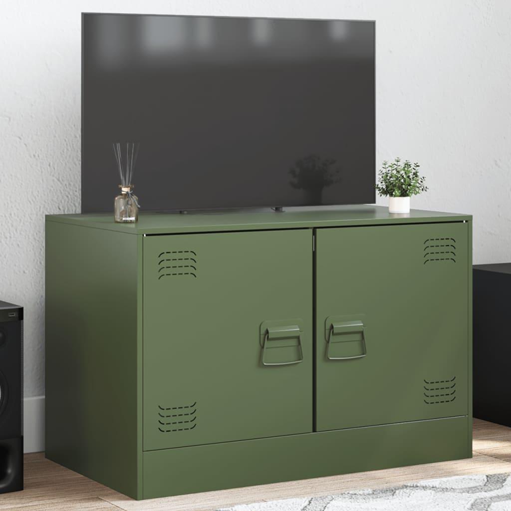 Tv-bord 67x39x44 cm stål olivengrøn