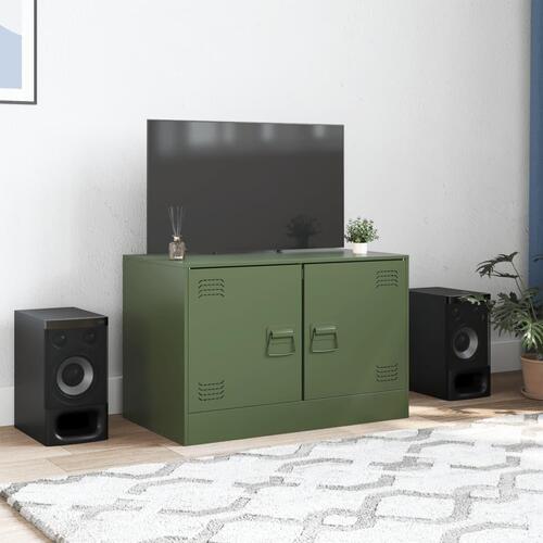 Tv-bord 67x39x44 cm stål olivengrøn