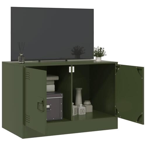 Tv-bord 67x39x44 cm stål olivengrøn