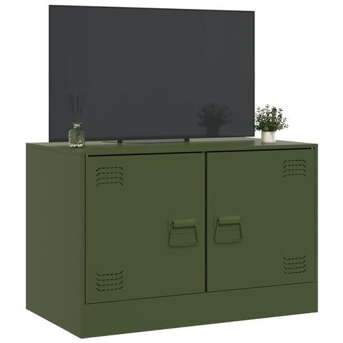 Tv-bord 67x39x44 cm stål olivengrøn