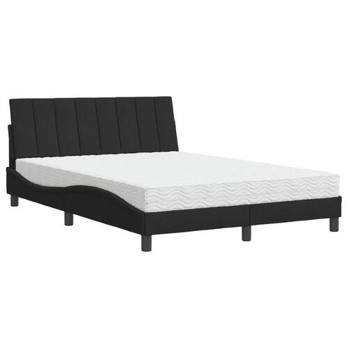 Seng med madras 140x190 cm velour sort