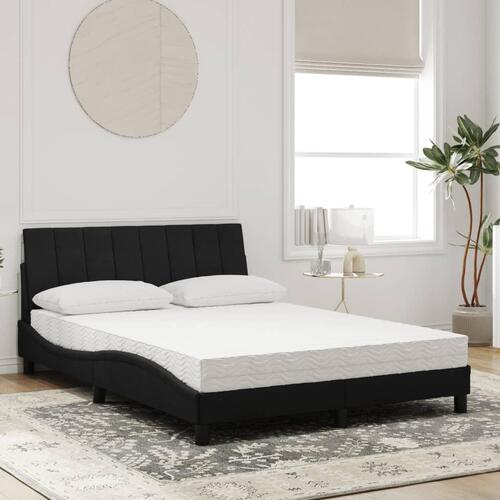Seng med madras 140x190 cm velour sort