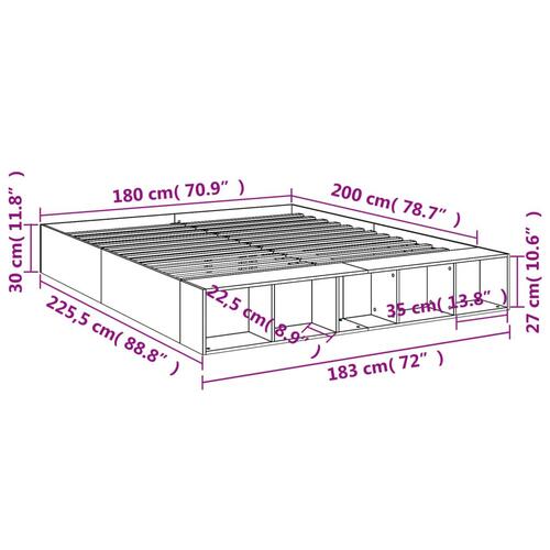 Sengestel 180x200 cm konstrueret træ hvid