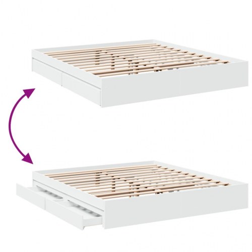 Sengeramme med skuffer 180x200 cm konstrueret træ hvid