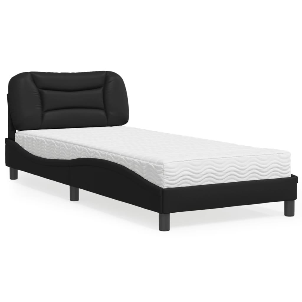 Seng med madras 90x190 cm kunstlæder sort