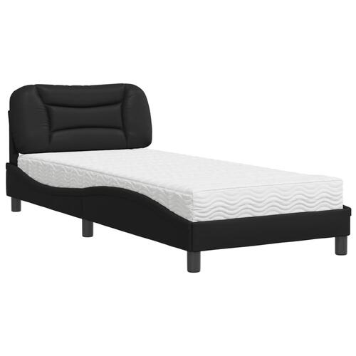 Seng med madras 90x190 cm kunstlæder sort