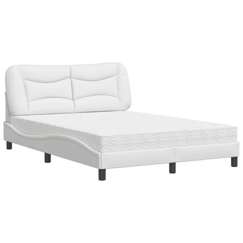 Seng med madras 140x190 cm kunstlæder hvid