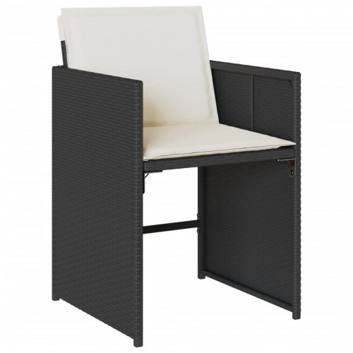 Spisebordssæt til haven 9 dele med hynder polyrattan sort