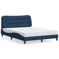 Seng med madras 140x190 cm stof blå