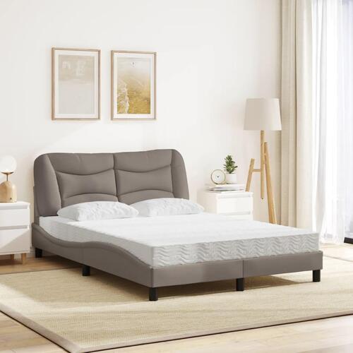 Seng med madras 140x190 cm stof gråbrun