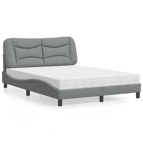 Seng med madras 140x190 cm stof lysegrå