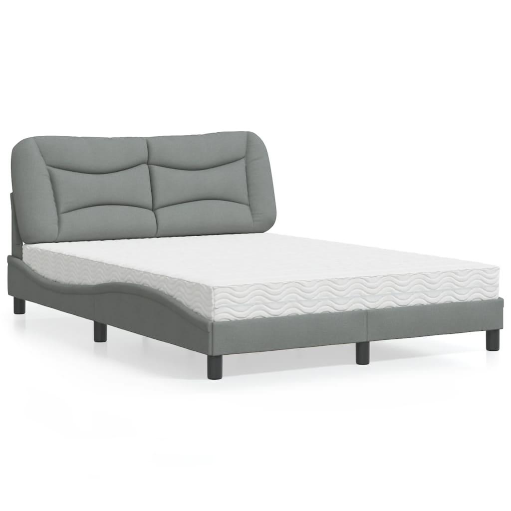 Seng med madras 140x190 cm stof lysegrå