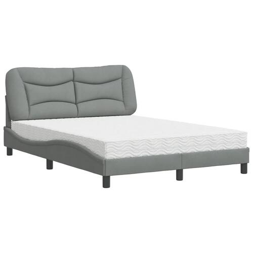 Seng med madras 140x190 cm stof lysegrå