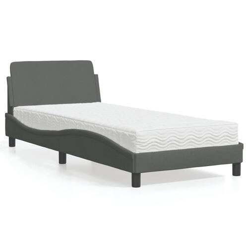 Seng med madras 90x190 cm stof mørkegrå