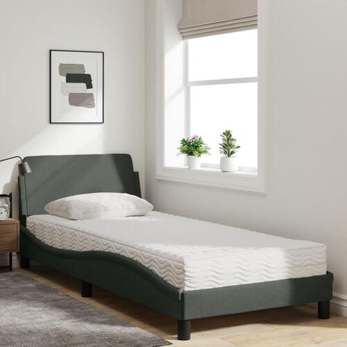 Seng med madras 90x190 cm stof mørkegrå