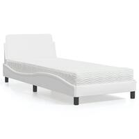 Seng med madras 90x190 cm kunstlæder hvid
