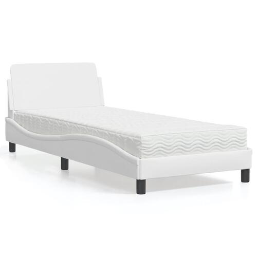Seng med madras 90x190 cm kunstlæder hvid