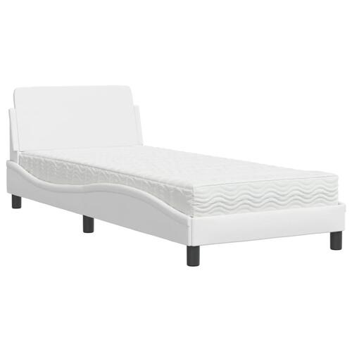 Seng med madras 90x190 cm kunstlæder hvid