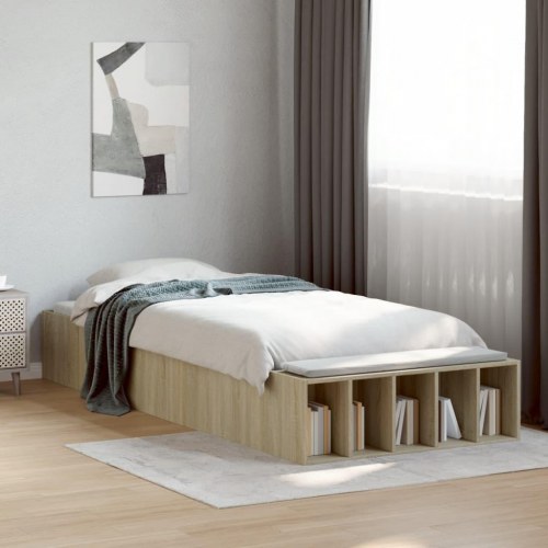 Sengeramme med opbevaring 100 x 200 cm - sonoma-eg