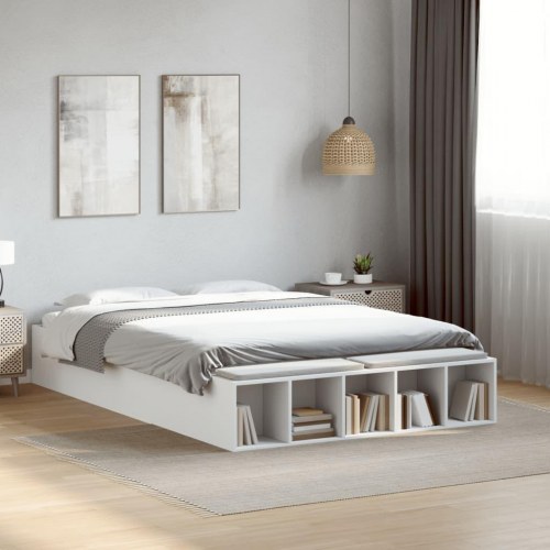 Sengestel 120x200 cm konstrueret træ hvid