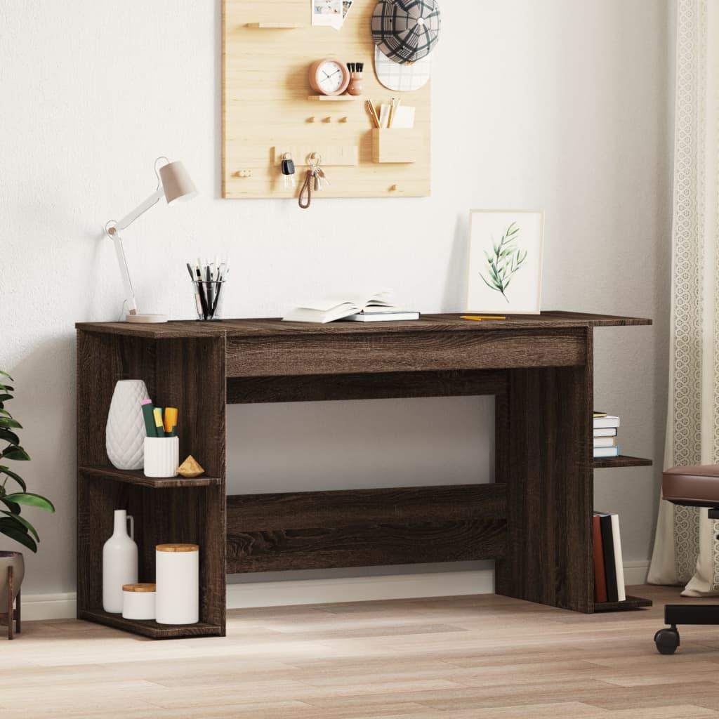 Skrivebord 140x50x75 cm konstrueret træ brun egetræsfarve