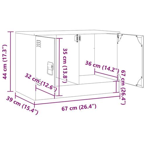 Tv-bord 67x39x44 cm stål sort