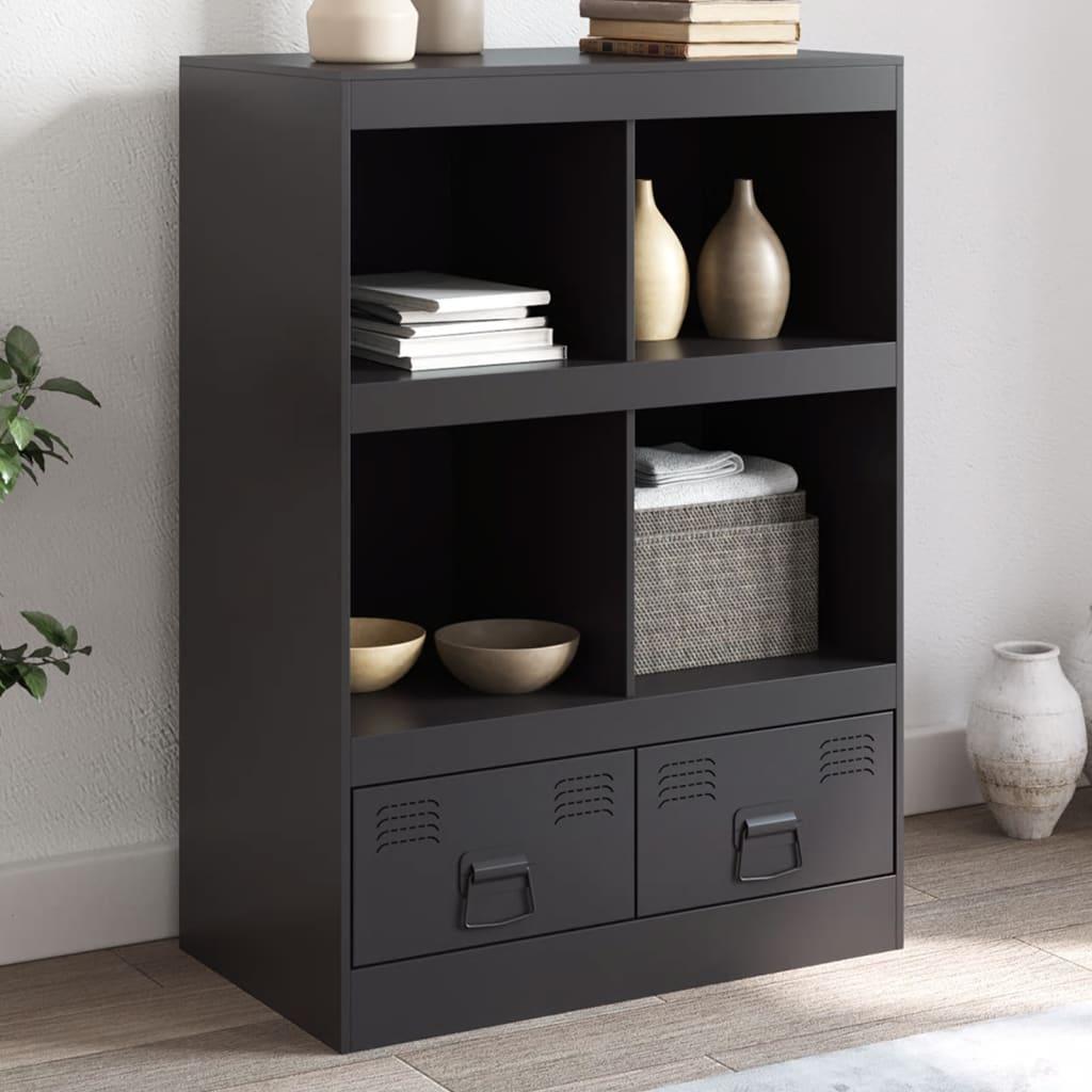 Skab i stål - 67 × 39 × 95 cm, sort med hylder og skuffer billede