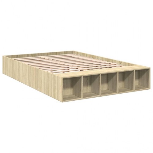 Sengestel med opbevaring 135 x 190 cm - sonoma-eg