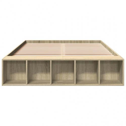 Sengestel med opbevaring 135 x 190 cm - sonoma-eg