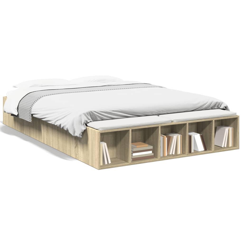 Sengestel 140x200 cm konstrueret træ sonoma-eg