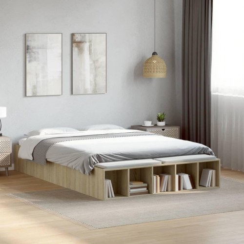 Sengestel 120 x 200 cm med opbevaring - sonoma-eg